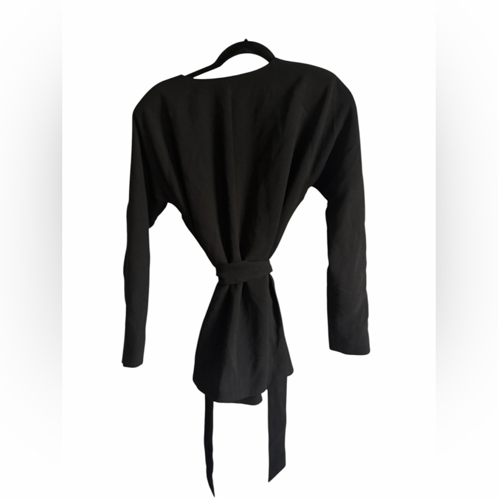 Michael Costello x Revolve Black Long Sleeve Tie Waist Blazer Wrap Size Small - Picture 3 of 9